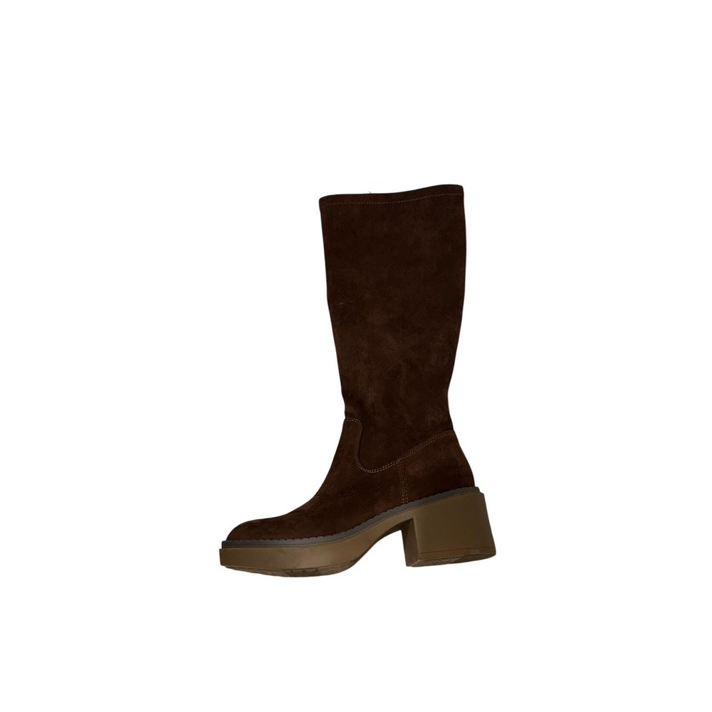 White Mountain Marcella Brown Faux Suede Platform Tall Boots Womens 7M Lug Sole - Picture 9 of 12